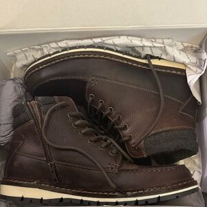 Men's Dark Brown Leather Boots with Zipper